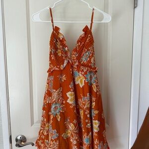 Free People Orange Floral Skirt